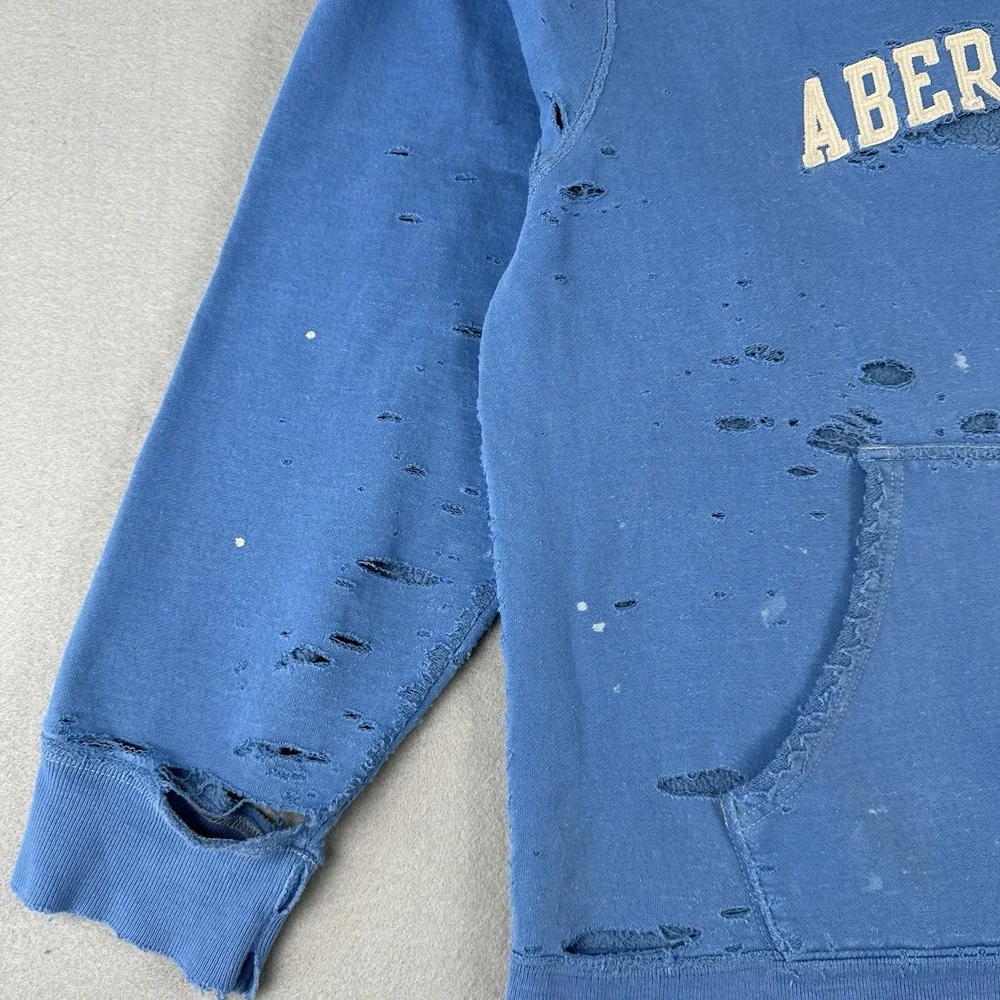 Vintage 90s Abercrombie Fitch Sweatshirt 2XL‎ Blue Distressed Thrashed Crew Neck